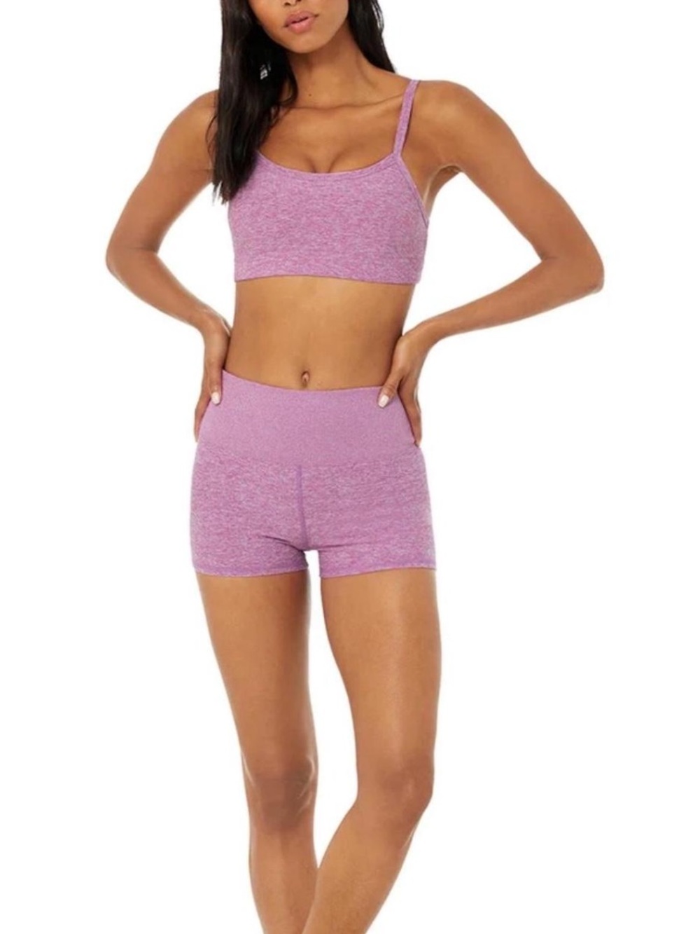 Alo yoga Purple Seamless Sports Bra and short Set